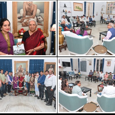 मध्य प्रदेश के 13 सदस्यीय मीडिया प्रतिनिधिमंडल की राज्यपाल आनंदीबेन पटेल से भेंट